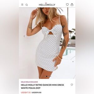 Hello Molly Retro White Polka Dot Dress